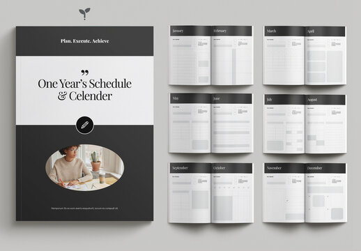 Yearly Planner & Calendar Template Design