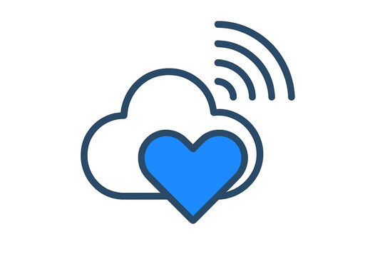 Cloud connection with heart symbol for digital love and data sharing
