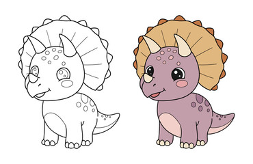 Learn to color dinosaur characters complete with colored examples
