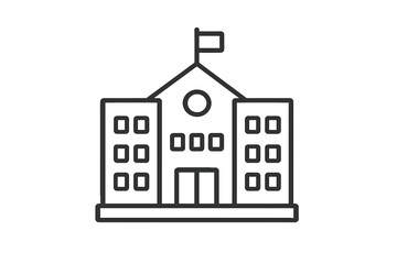 Minimalist outline icon of a classic educational or government institutional building structure