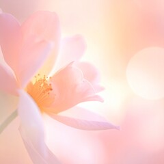 Obraz premium 柔らかなピンクとピーチの光が重なり、あたたかく優しい雰囲気を演出する背景です。 淡いパステルの光がふんわりと広がり、ボケが幻想的な空気感をつくります。