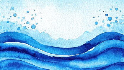 Abstract sea wave on a white background. Chinese style watercolor. Blue texture