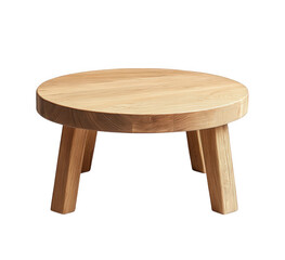 A charming round wooden stool isolated on transparent background, showcasing its simple design and natural wood grain, perfect for adding a rustic touch to any space