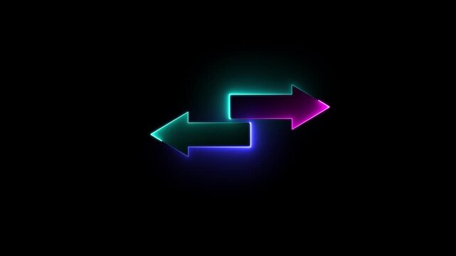 Glowing Neon Arrows in Teal and Magenta Pointing Opposite Ways direction opposing