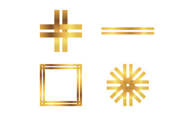 Abstract Geometric Golden Cross Symbol Representing Addition, First Aid, or a Simple Elegant Decorative Element