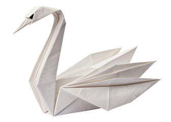 Origami swan isolated on white background 2