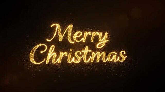 A heartfelt and sparkling Greeting Of Merry Christmas message, radiating joy and festive cheer on a dark background