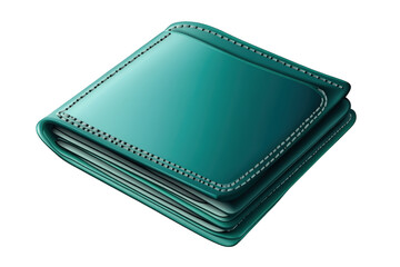 A luxurious teal leather wallet, isolated on transparent background, exudes sophistication and style, offering a secure and elegant way to carry your financial essentials