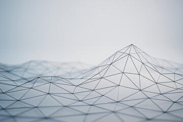 Abstract polygonal network mesh surface with connected lines forming geometric shapes on a soft gradient background. Ai generative. Ai generative