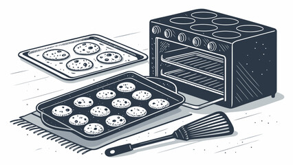 Baking homemade cookies in oven, trays of treats ready to enjoy, warm kitchen scene, simple pleasures, delicious dessert, perfect for baking blogs