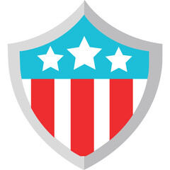 Shield Emblem With Stars and Stripes in Red White and Blue Colors on Transparent Background Ideal for Patriotic Themes