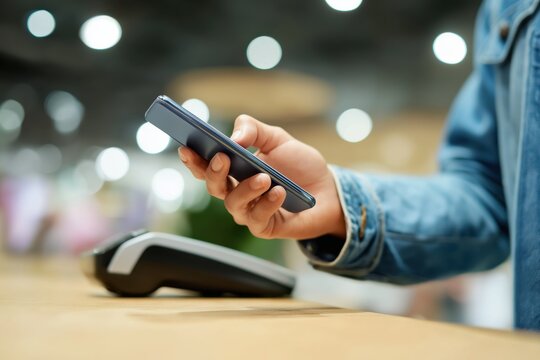 Contactless payment with smartphone at retail checkout
