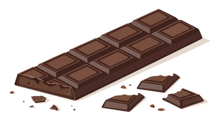 Indulge in Deliciousness: Tempting chocolate bar with missing bite, perfect for cravings, treats, and sweet escapes, original vector illustration