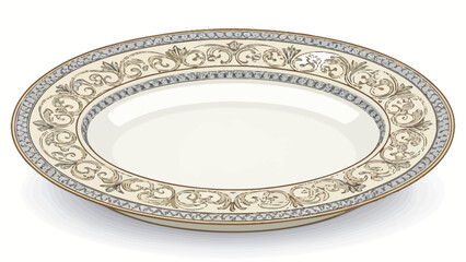 Elegant oval serving platter with intricate floral and geometric border design, perfect for formal dining or special occasions, offering a classic touch