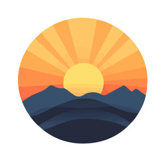 Cute Minimalistic 2D clipart, sunrise isolated on a white background, an element in vector and EPS format, an Icon set