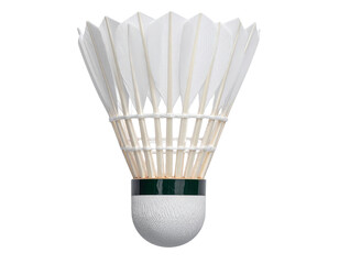  Classic White Badminton Shuttlecock on Transparent Background.