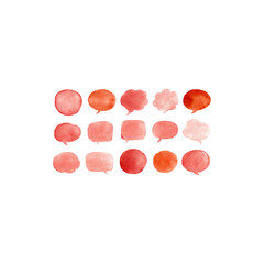 Coral speech bubbles set in various shapes and sizes colorful communication icons chat conversation dialogue symbols isolated on white background