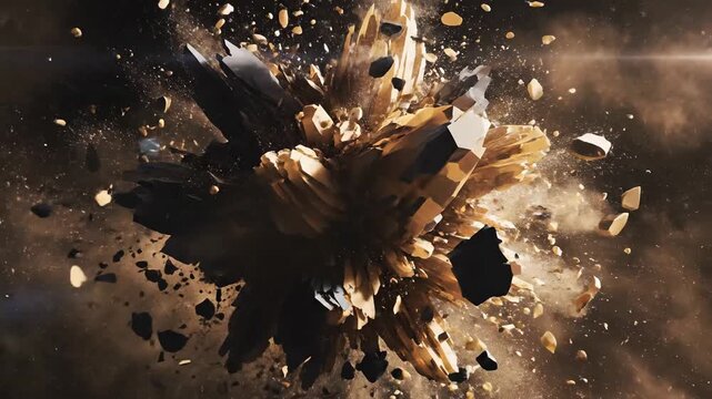 Cosmic fragmentation celestial body shattering into dust and debris