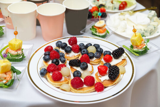 Mixed berry pancake platter for parties