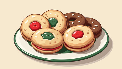 Colorful jam-filled holiday cookies arranged on a plate with cozy seasonal spirit christmas cookies plate christmas