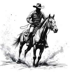 Cowboy on Horseback: A rugged cowboy on horseback, a symbol of freedom, strength, and the untamed West.