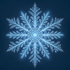 Intricate glowing blue snowflake fractal pattern on dark blue full hd 4k stock image download background