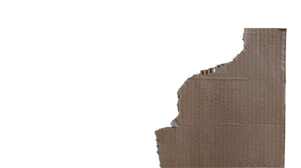 A low-angle cutout of torn, smooth cardboard, an empty plate with copy space. Transparent cutout in PNG format.