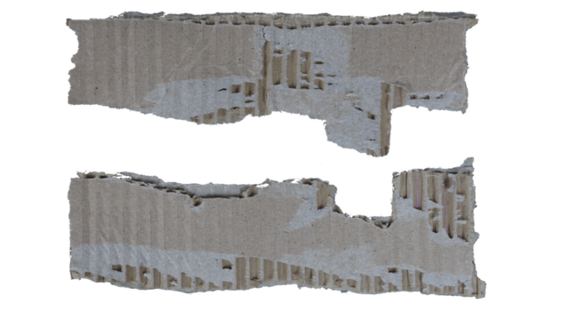 A scrap of rough brown paper, an empty plate with copy space. The center cutout is transparent and available in PNG format.