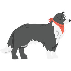 Pixel Art Border Collie Dog Wearing a Red Bandana With a Transparent Background And Sharp Pixelated Details