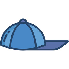 Simple Blue Baseball Cap Icon on Transparent Background for Fashion and Sports Designs