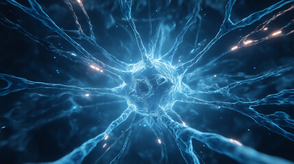 Synthetic neural cell, Artificial neuron concept, Advanced biohacking biotechnology network