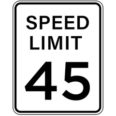 45 MPH Speed Limit Road Signs.Warning Traffic Road Street Metal Sign