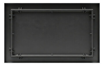 Black rectangular plastic frame with industrial texture on a transparent background