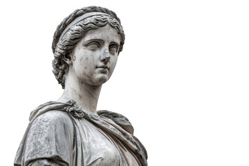 Timeless marble statue of a woman isolated on transparent background, exuding grace and elegance, a testament to classical artistry and enduring beauty