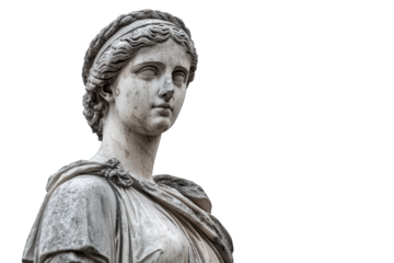 Timeless marble statue of a woman isolated on transparent background, exuding grace and elegance, a testament to classical artistry and enduring beauty