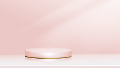 Pink Background,Bright light on 3d cylinder display for Christmas sale,Studio room pink podium display background,Vector Sweet pastel backdrop banner for Beauty product,Mother day,Valentine day 