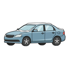 Obraz premium Realistic Winter Sedan Flat Vector Illustration