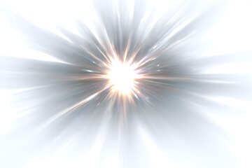 Radiant glowing light flare with spreading beams for design concepts