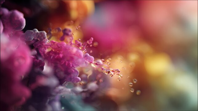 Macro abstract image of vibrant colorful fluid molecular forms