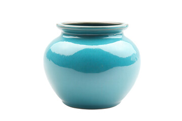 Turquoise ceramic vase isolated on transparent background, showcasing its smooth, glossy surface and rounded form, perfect for home decor and floral arrangements, adding a touch of elegance