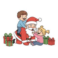 Santa Claus Playing With Children – Cute Christmas Playtime