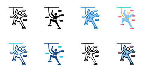 Naklejka premium Wall climbing icon set multiple style collection 