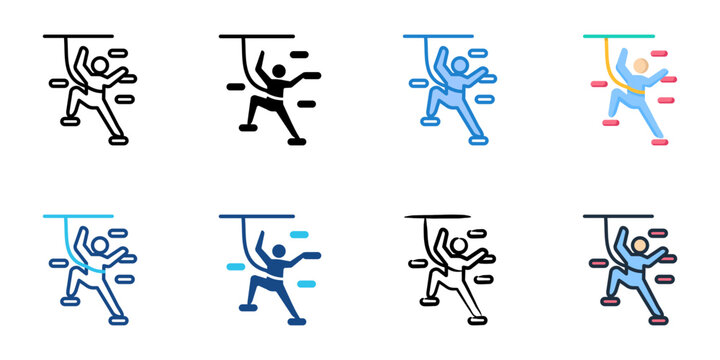 Wall climbing icon set multiple style collection 
