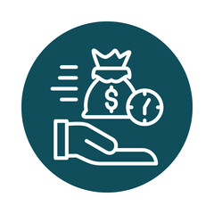 Fast money loan icon with hand isolated on transparent background