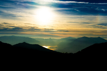 sunset over mountains