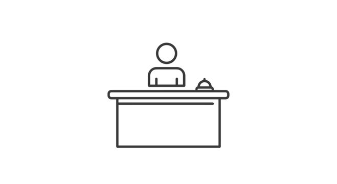 Streamlined reception icon modern office assistant ready to help minimalist front desk with concierge service hotel lobby waiting for guests, Generative AI.