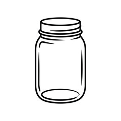 Simple outline drawing of an empty glass mason jar with lid