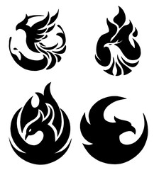 drawing phoenix illustrations design for template.