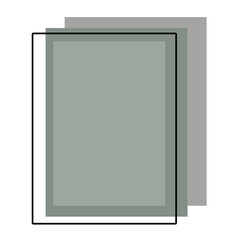 An abstract minimalist graphic featuring three overlapping rectangular shapes in a muted, cool-toned sage green and gray, perfect for a subdued, professional document icon, decorative elements