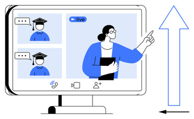 Online education concept. Online education improving learning through virtual interaction, live teaching, and digital platforms. Online education for schools, e-learning, businesses, training